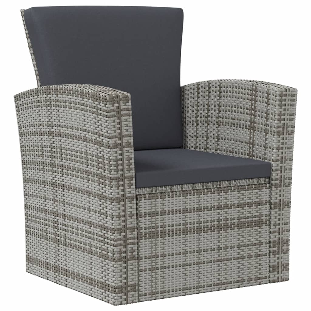8-tlg. Garten-Lounge-Set mit Auflagen Poly Rattan Grau